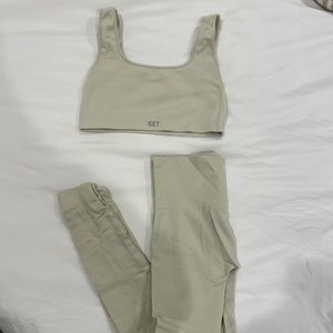 SET ACTIVE top and leggings - tan size S